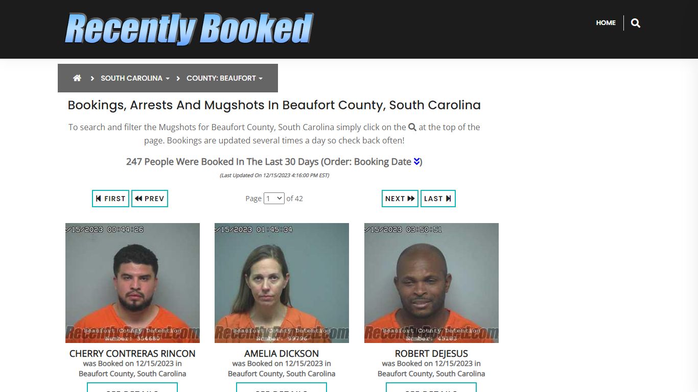 Bookings, Arrests and Mugshots in Beaufort County, South Carolina